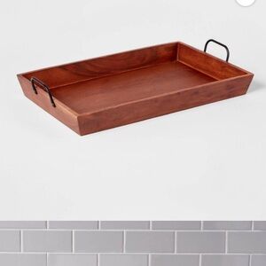 NWT Threshold Brown Wooden Serving Tray 20x13